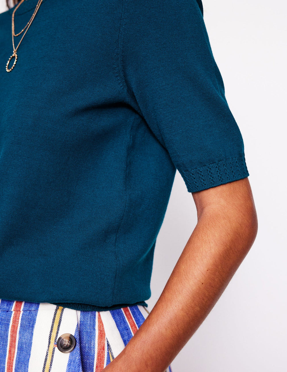Emilia Cotton Crew T-shirt - Harbour Blue
