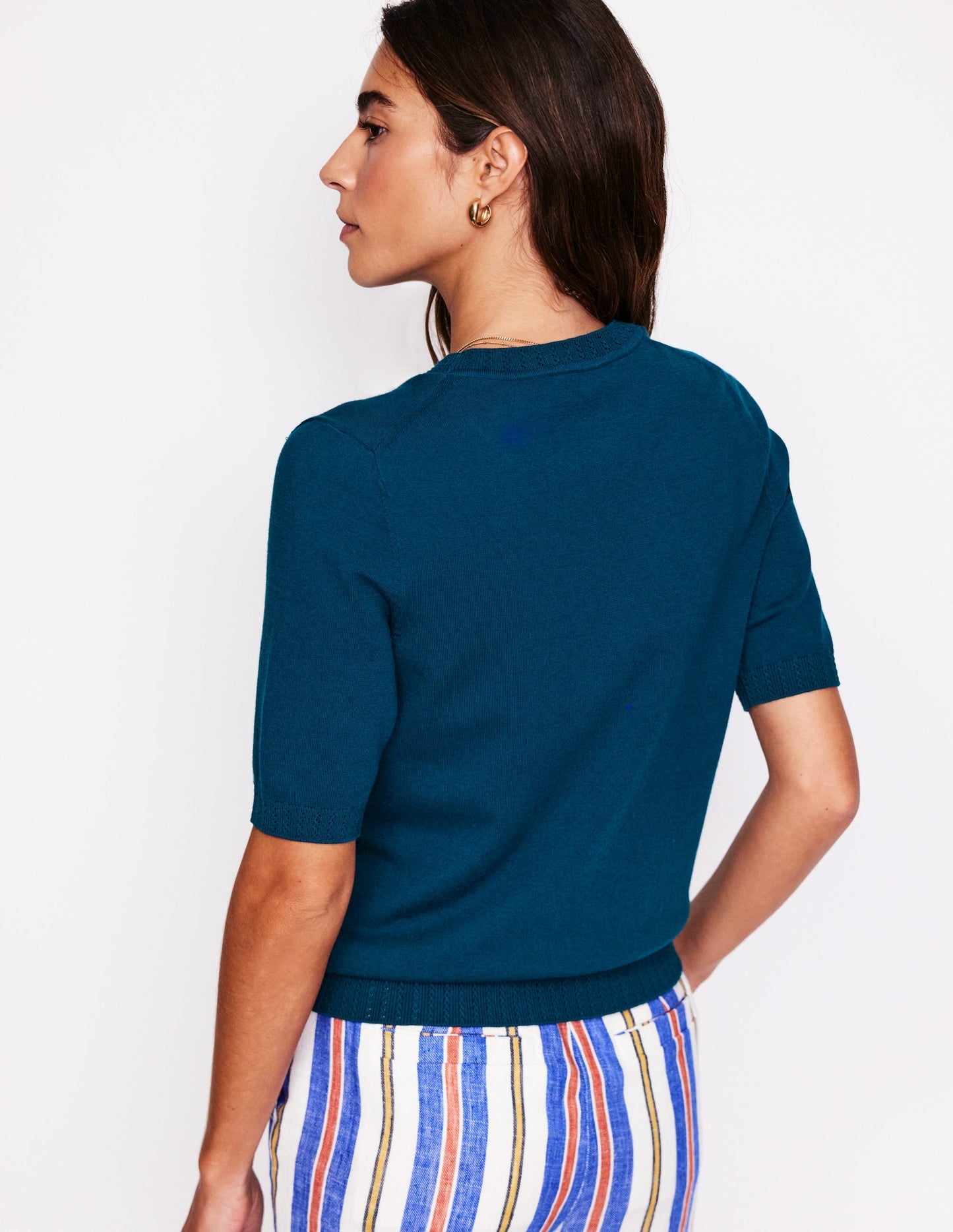 Emilia Cotton Crew T-shirt - Harbour Blue