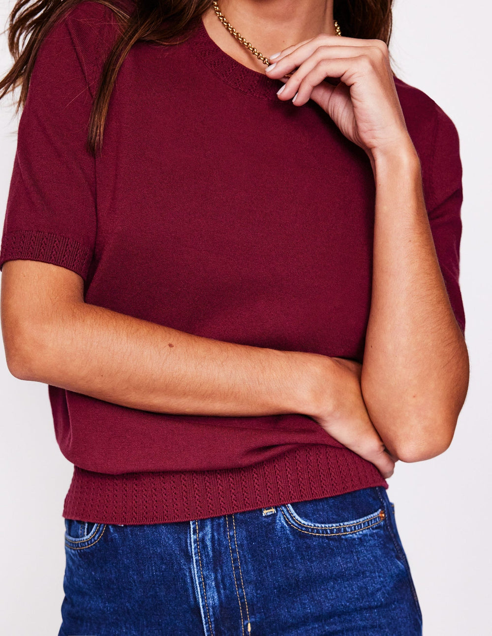 Emilia Cotton Crew T-shirt - Deep Wisteria