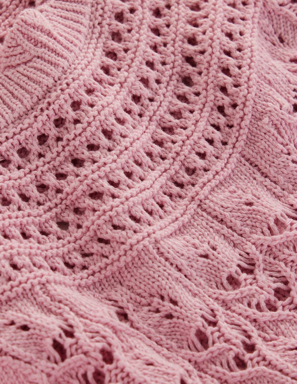 Crochet Mix Stitch Sweater - Formica Pink