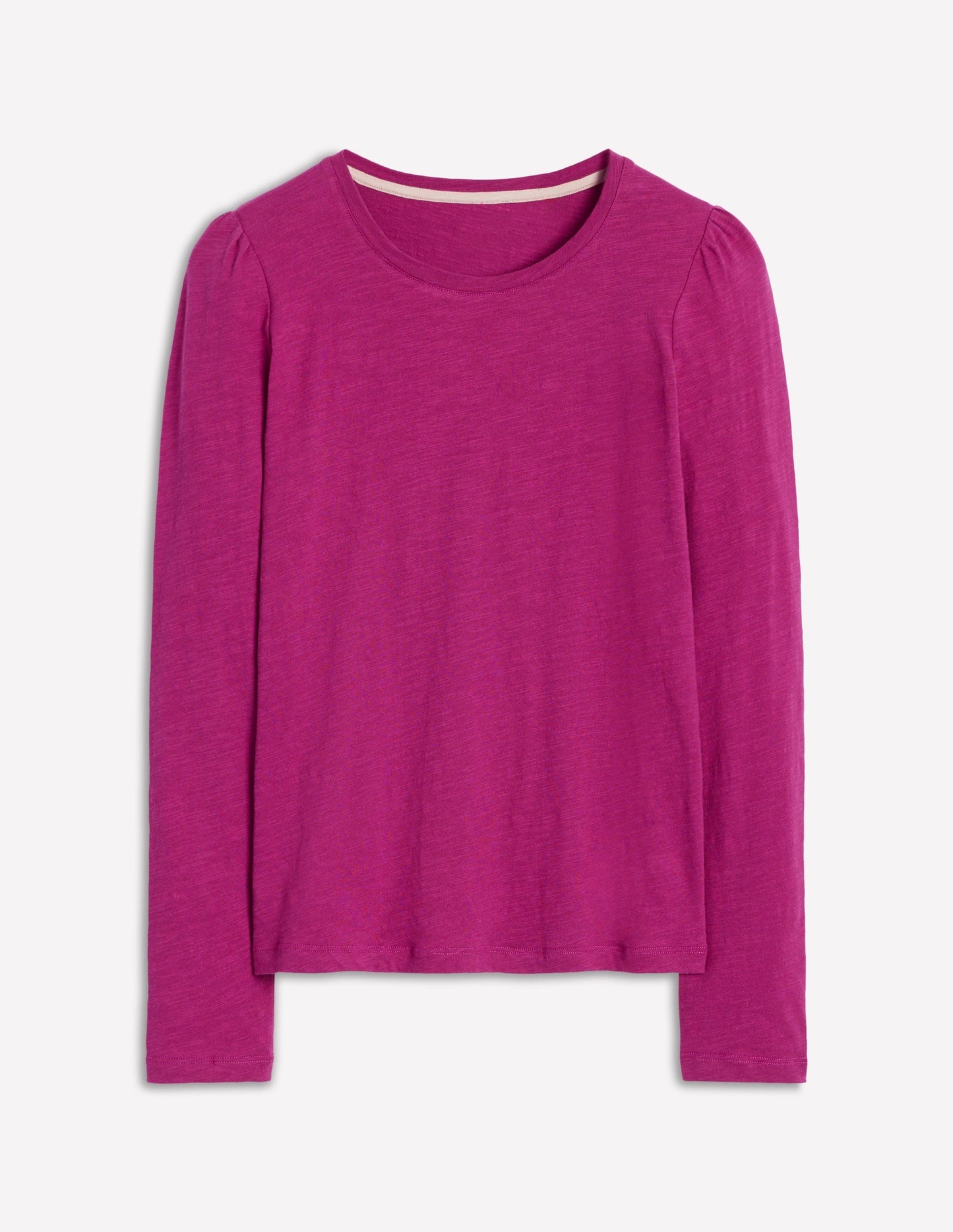 Cotton Crew Long Sleeve Top - Rich Magenta