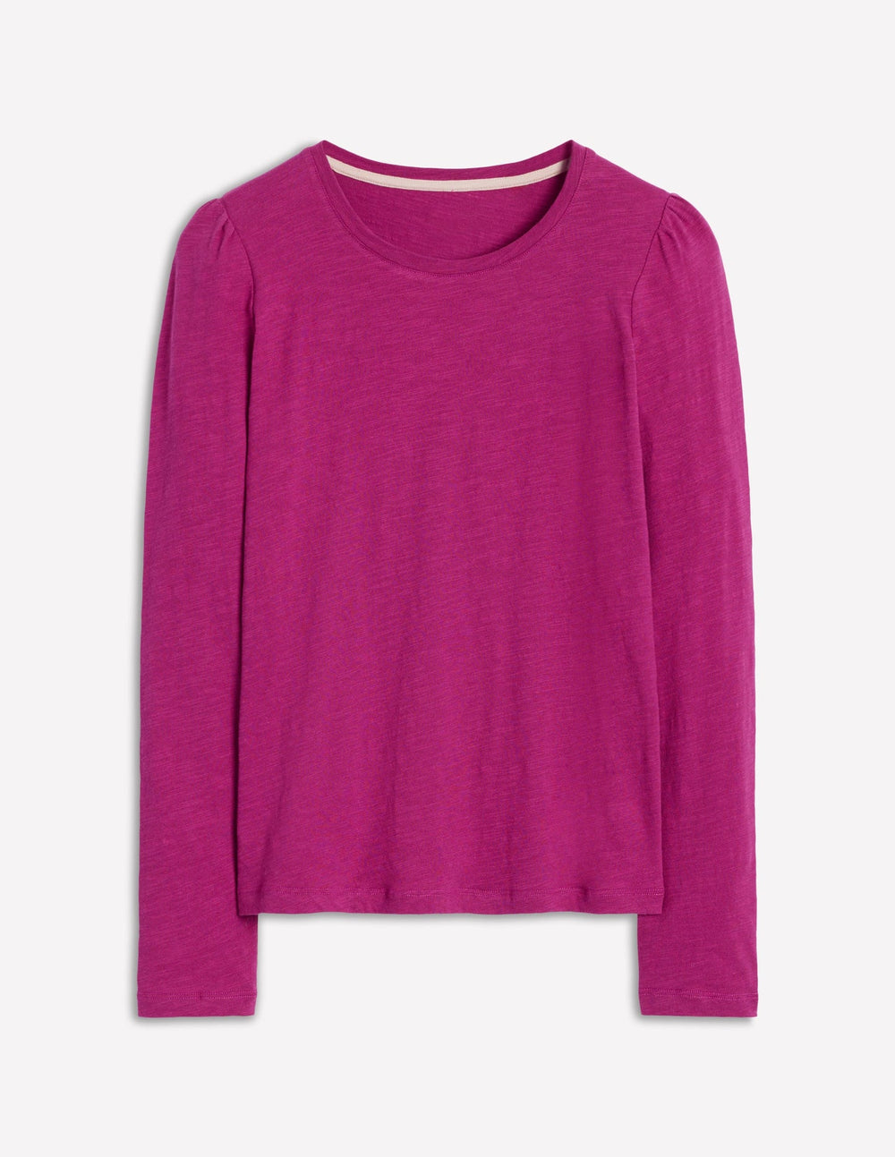 Cotton Crew Long Sleeve Top - Rich Magenta