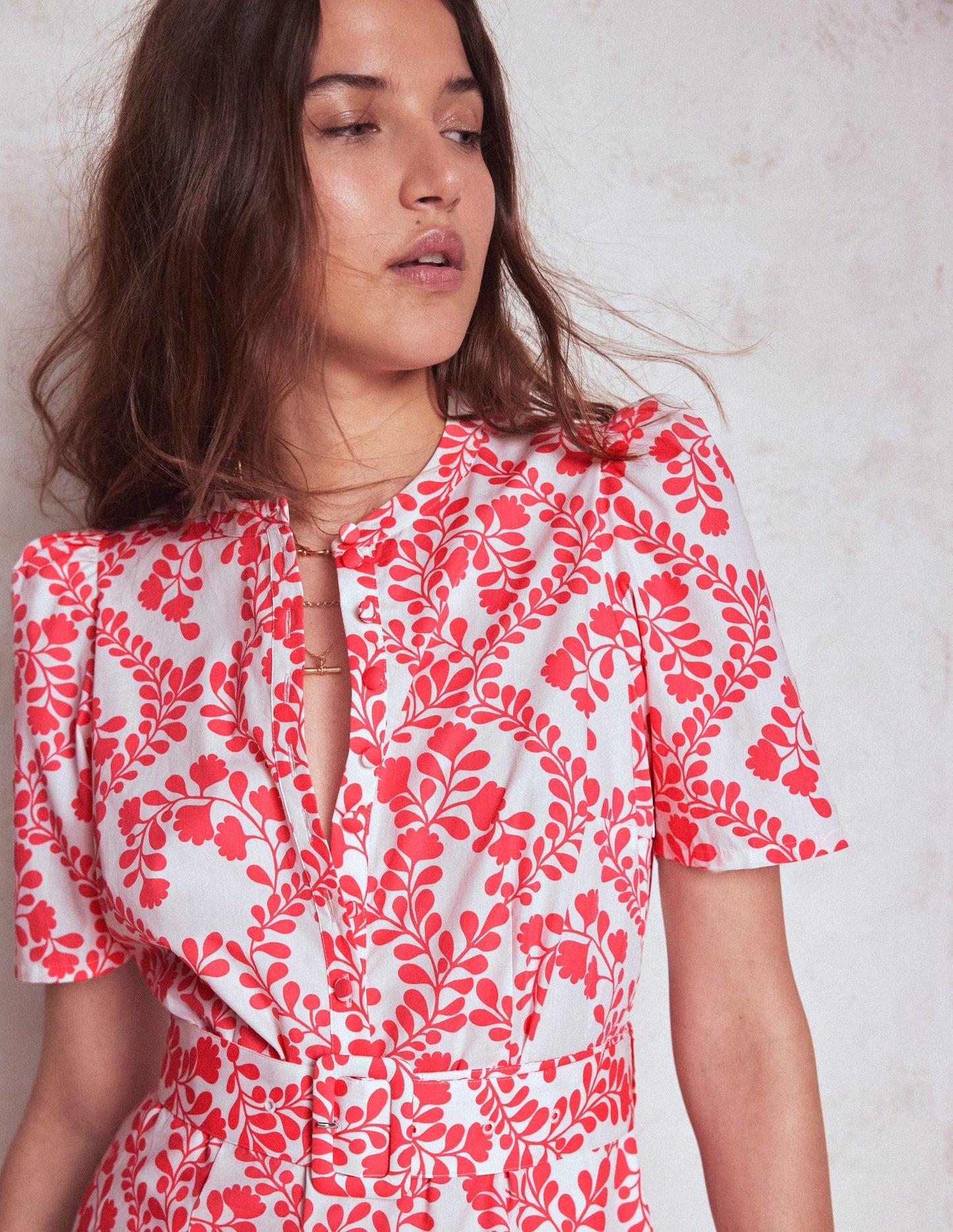 Kate Puff Sleeve Belted Dress - lvory, Vine Silhouette