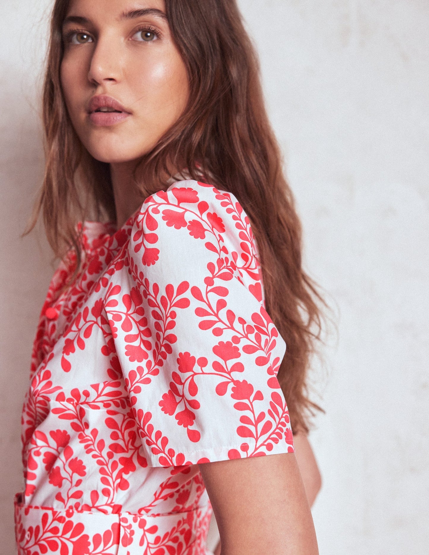 Kate Puff Sleeve Belted Dress - lvory, Vine Silhouette