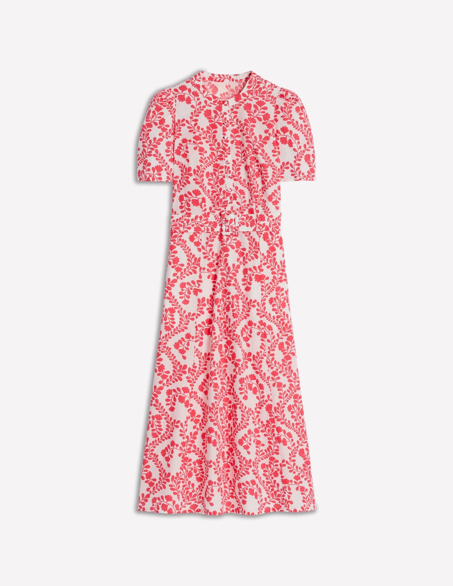 Kate Puff Sleeve Belted Dress - lvory, Vine Silhouette