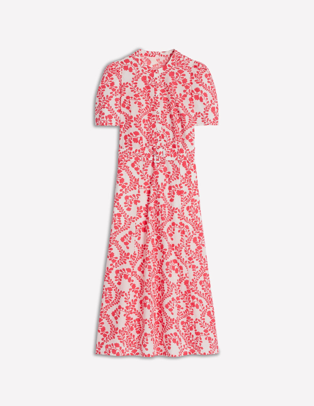 Kate Puff Sleeve Belted Dress - lvory, Vine Silhouette