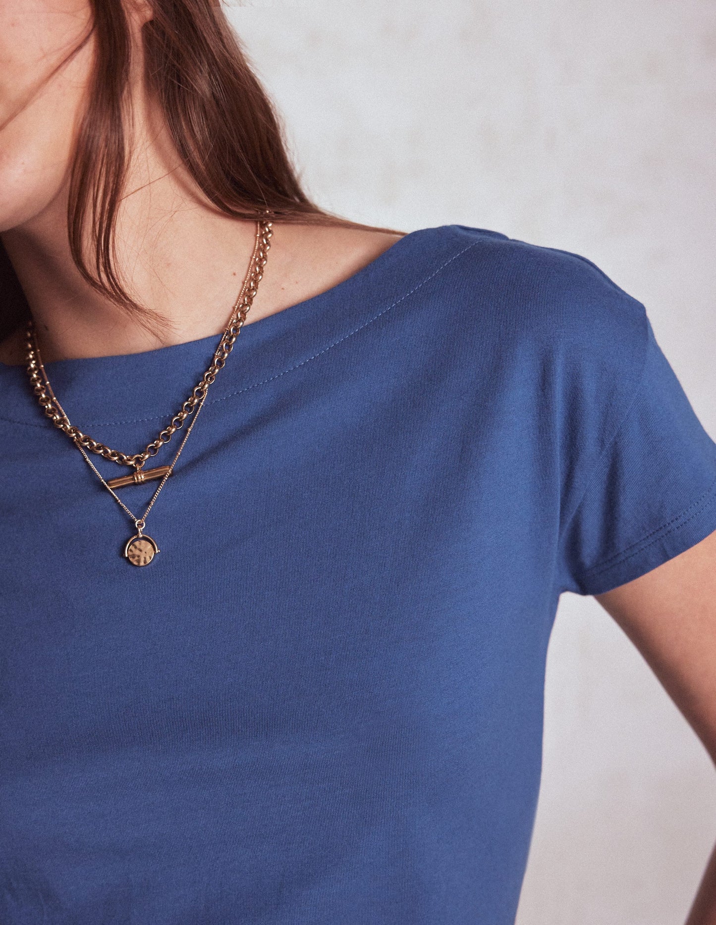 Supersoft Boat Neck T-shirt - Denim Blue