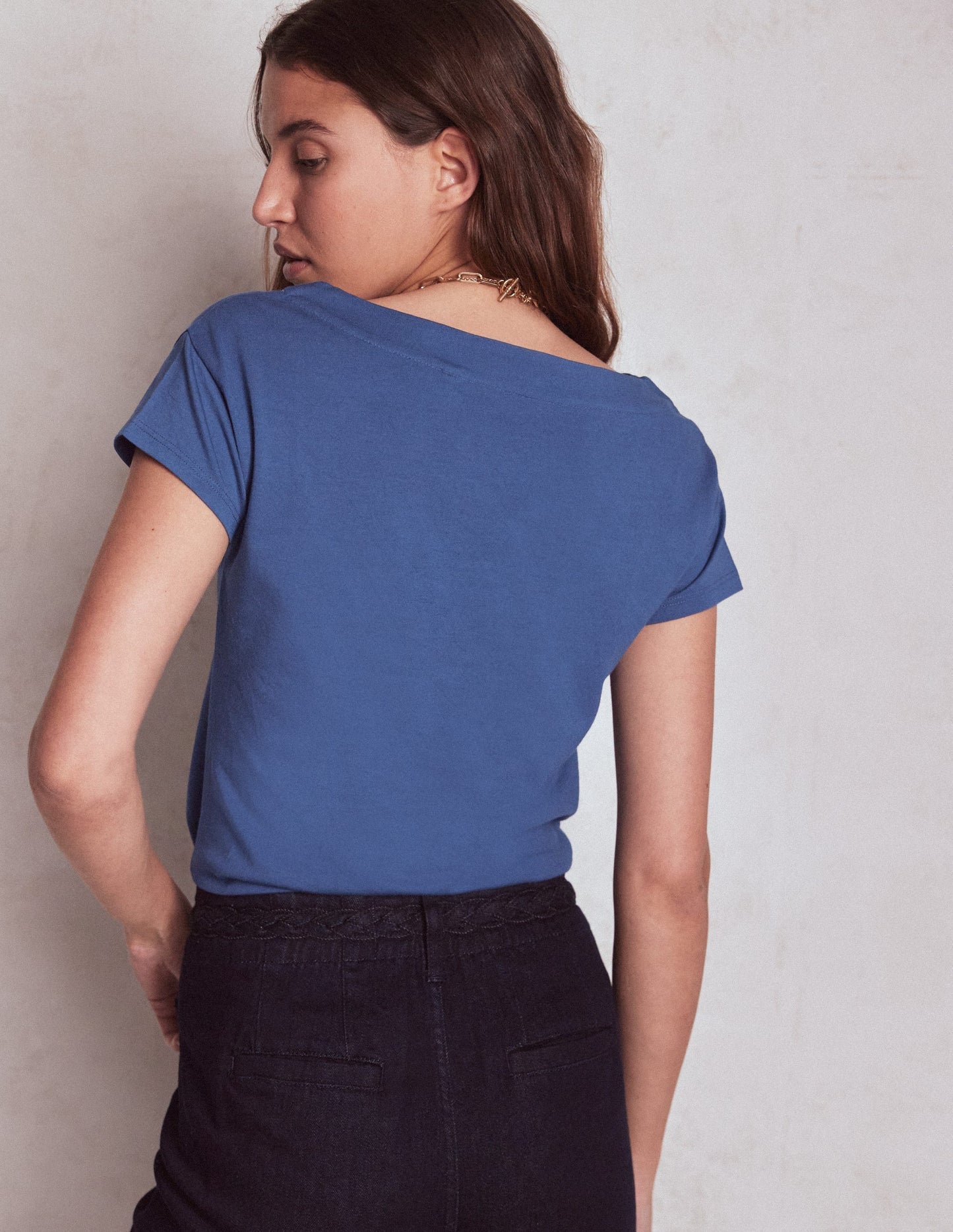 Supersoft Boat Neck T-shirt - Denim Blue