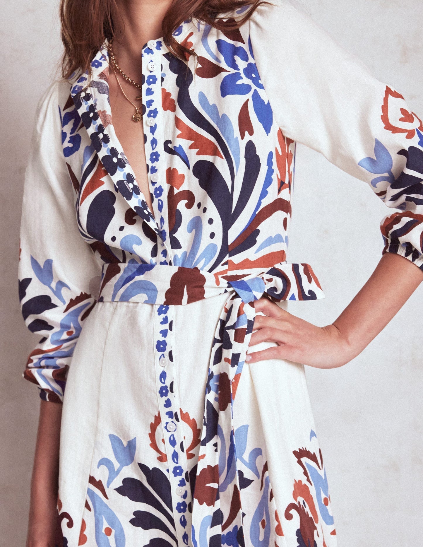 Mae Linen Blend Shirt Dress - Multi, Elaborate Garden