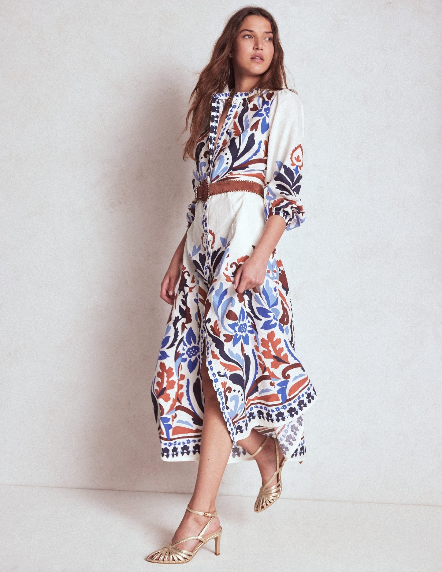 Mae Linen Blend Shirt Dress - Multi, Elaborate Garden