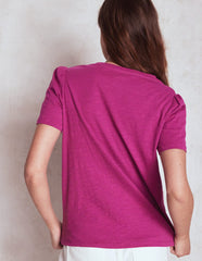 Short Sleeve V Neck T-shirt - Rich Magenta