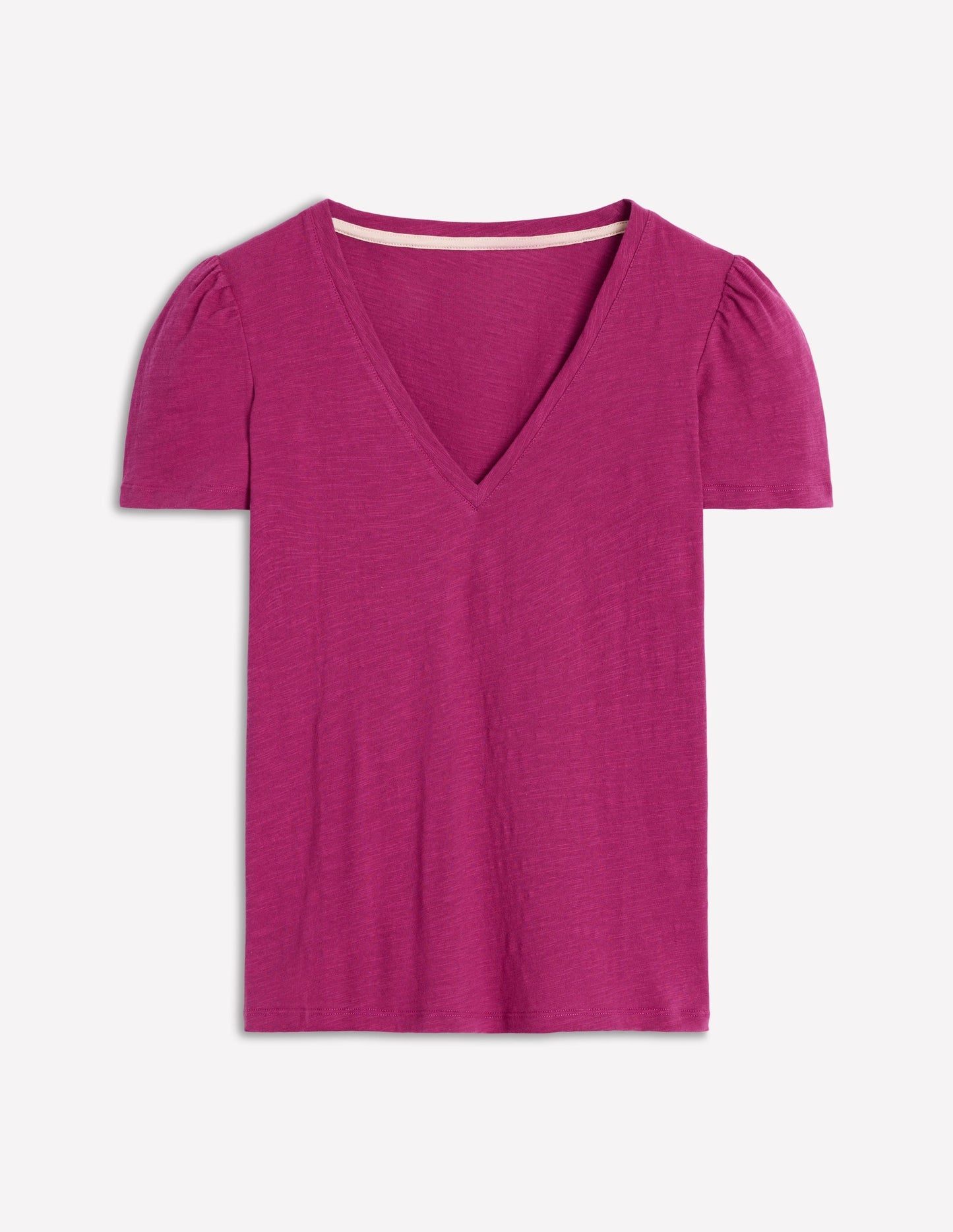 Short Sleeve V Neck T-shirt - Rich Magenta