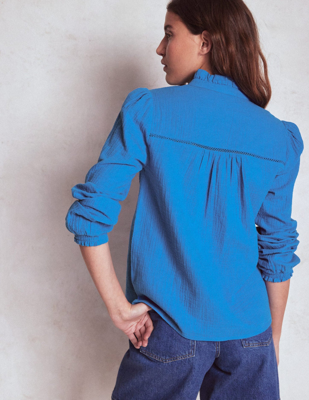 Helena Double Cloth Top - Kingfisher Blue