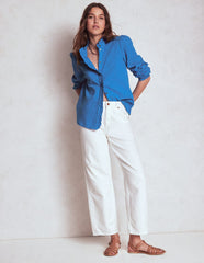 Helena Double Cloth Top - Kingfisher Blue