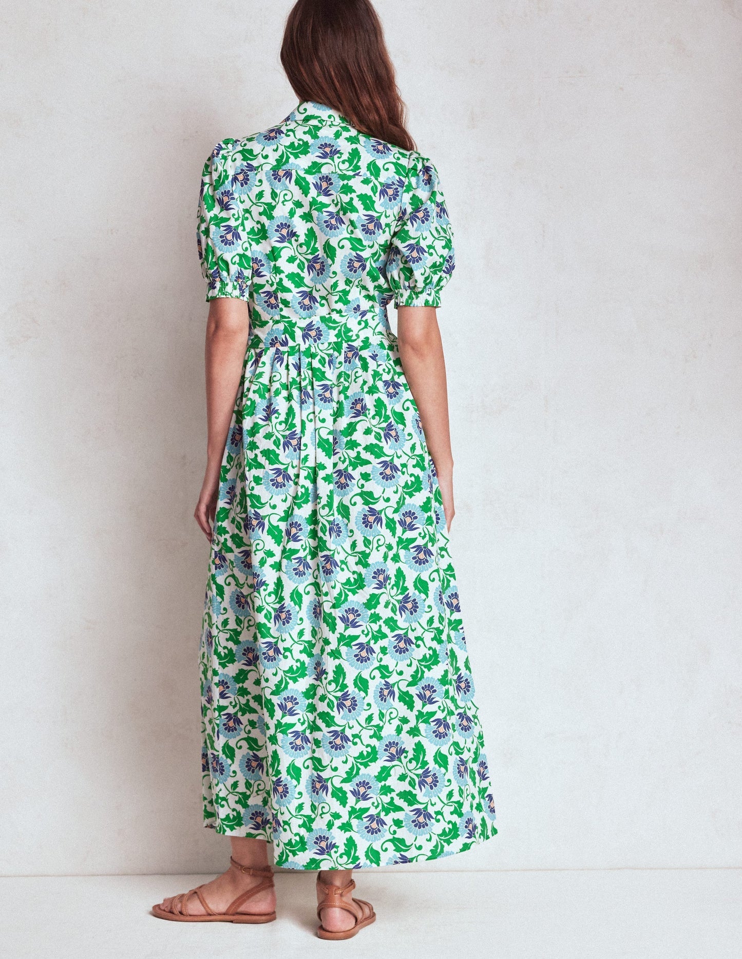 Alexa Maxi Shirt Dress - Rich Emerald, Ornate Vine