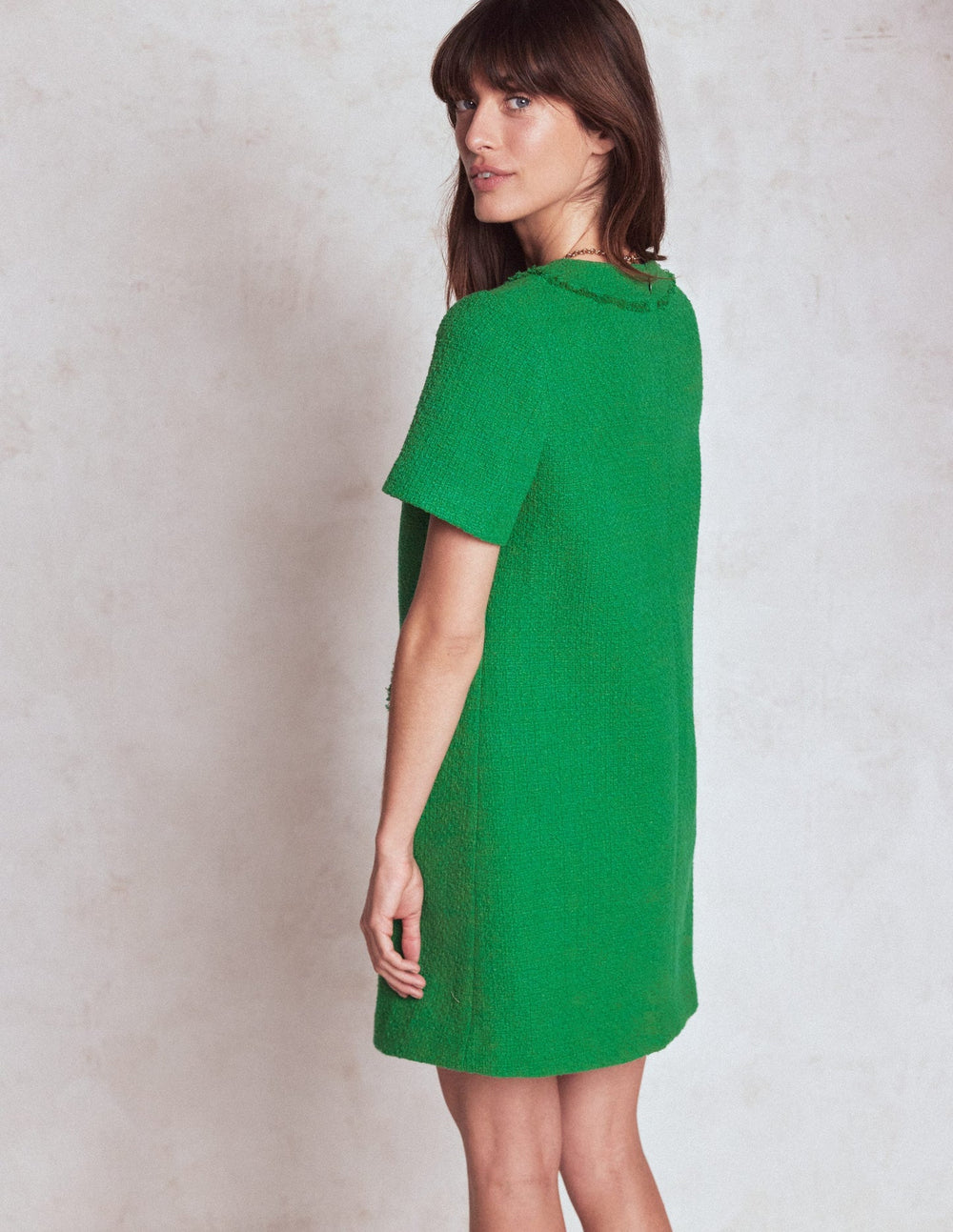 Evita Cotton Shift Dress - Rich Emerald