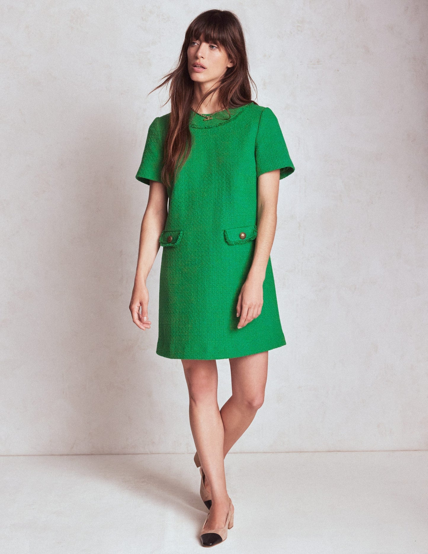 Evita Cotton Shift Dress - Rich Emerald