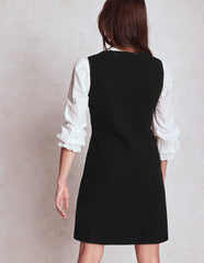 Cotton Texture Shift Dress - Black