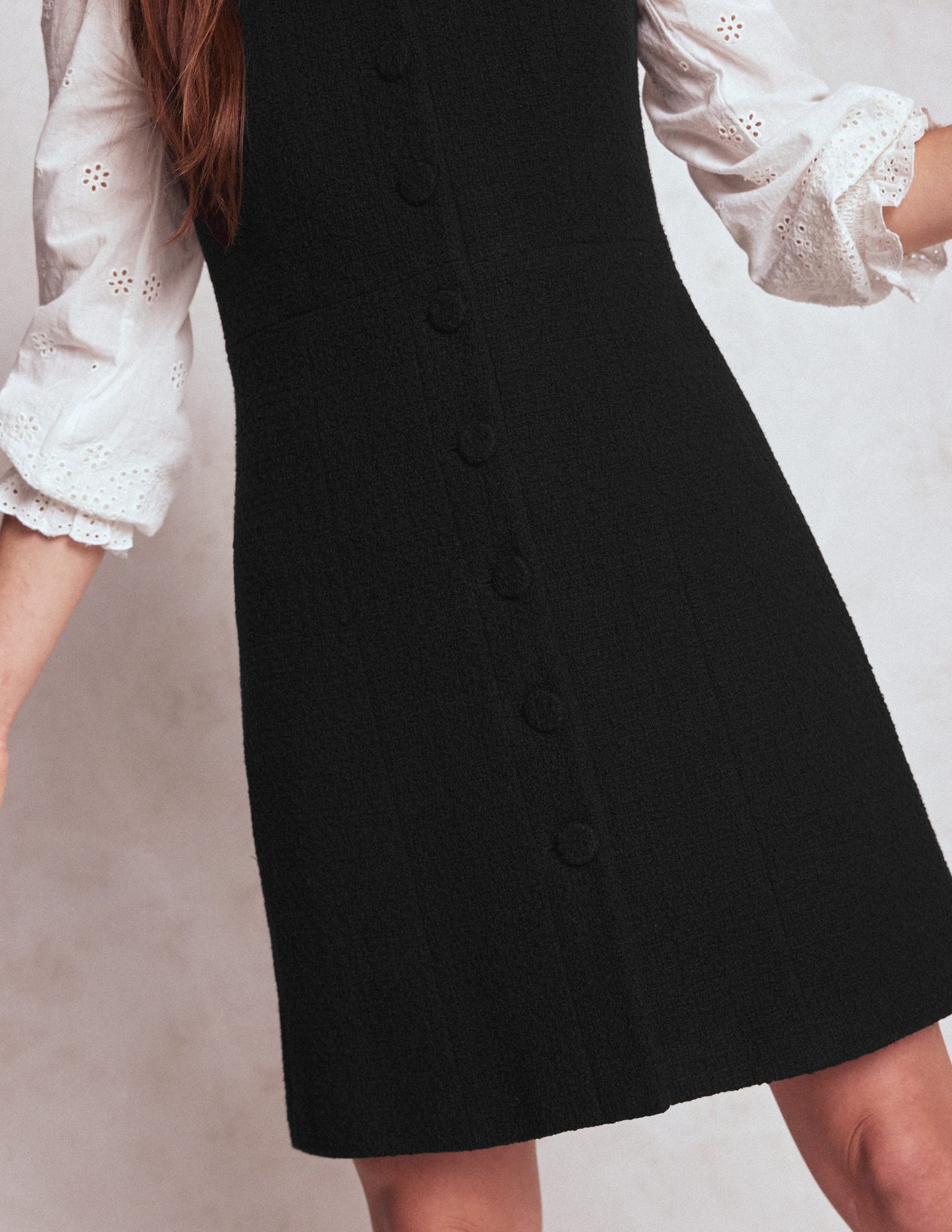 Cotton Texture Shift Dress - Black