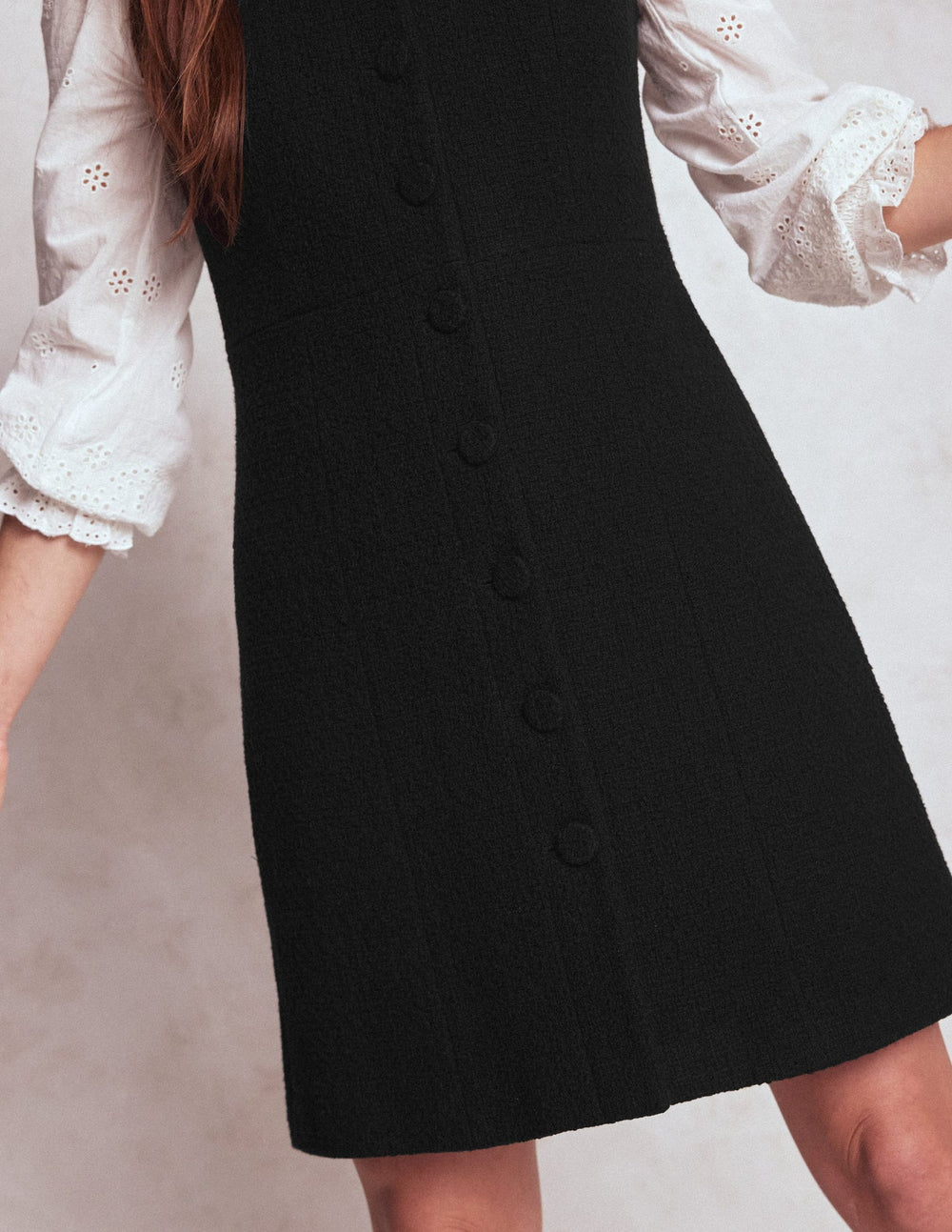 Cotton Texture Shift Dress - Black