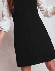 Cotton Texture Shift Dress - Black