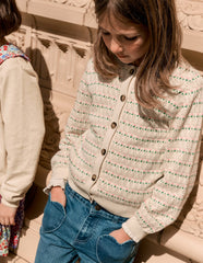 Pointelle Collared Cardigan - Warm Ivory