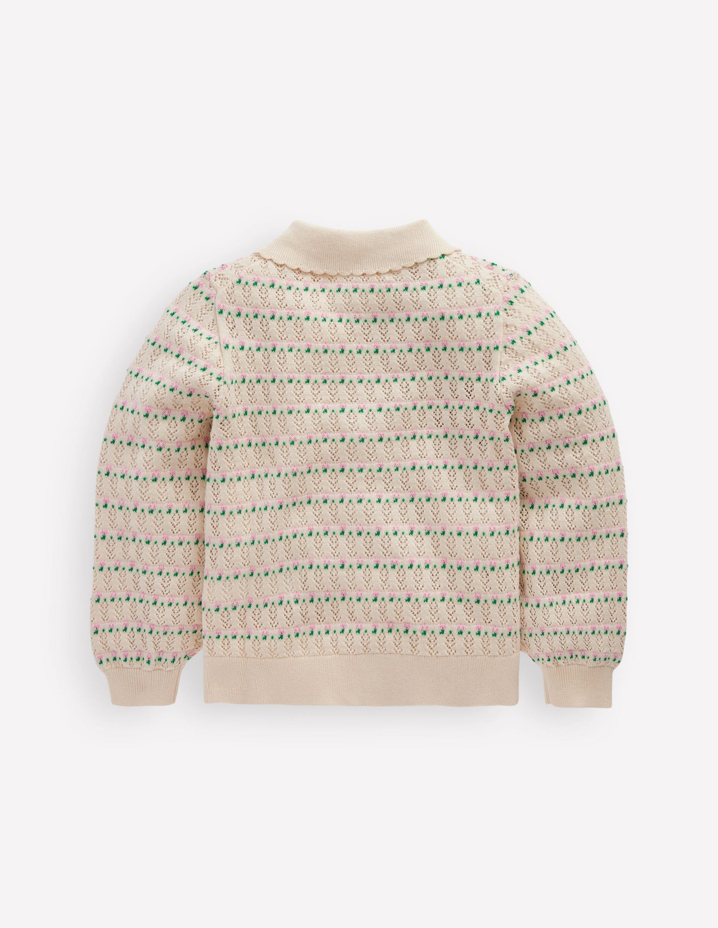 Pointelle Collared Cardigan - Warm Ivory