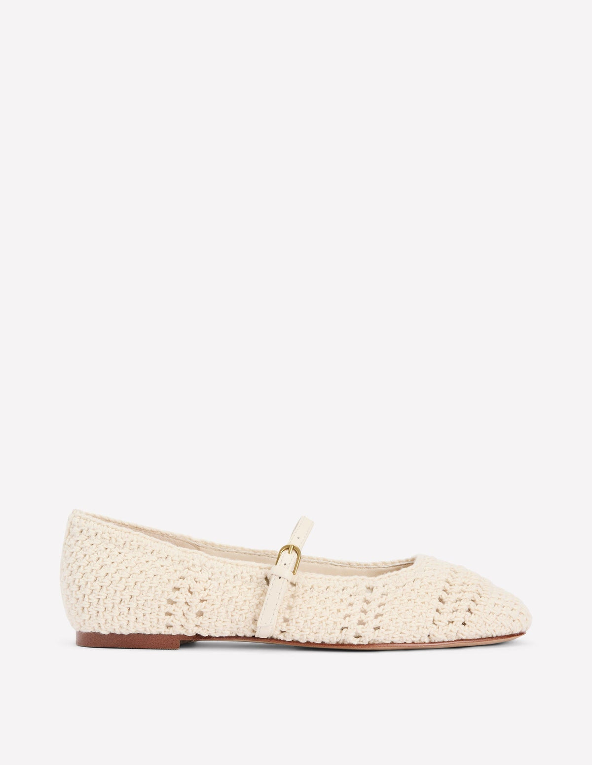 Crochet Mary Jane Flats - Ecru