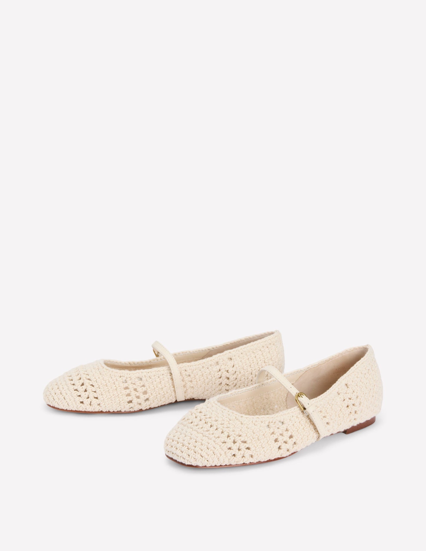 Crochet Mary Jane Flats - Ecru