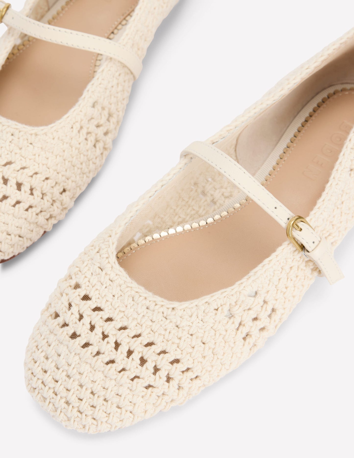 Crochet Mary Jane Flats - Ecru