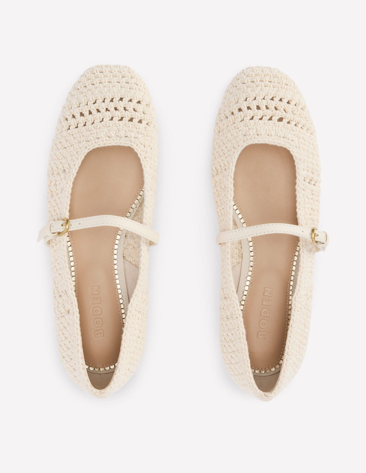 Crochet Mary Jane Flats - Ecru