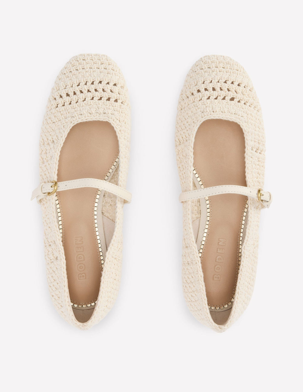 Crochet Mary Jane Flats - Ecru