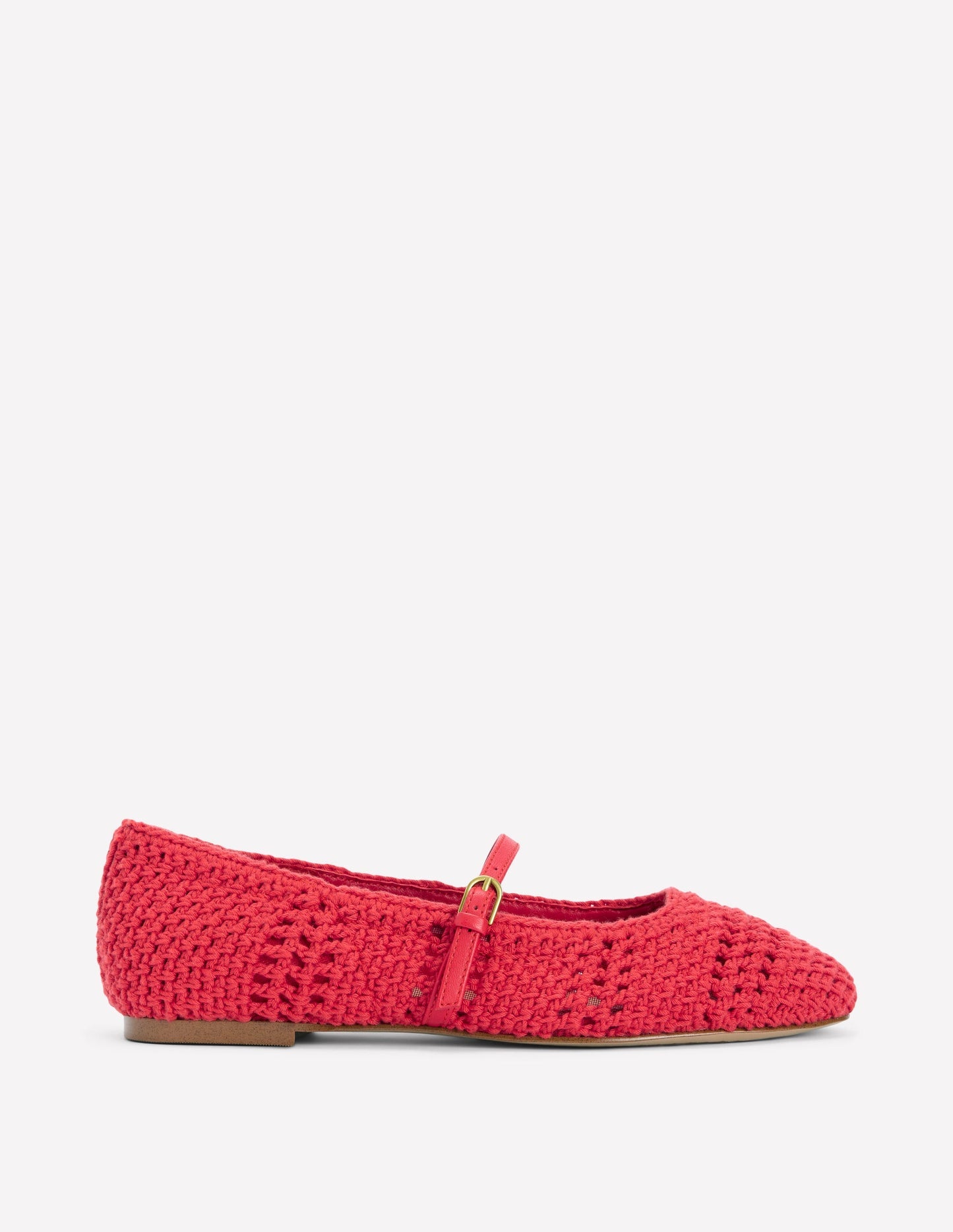 Crochet Mary Jane Flats - Post box Red
