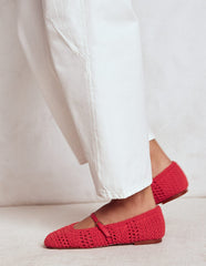 Crochet Mary Jane Flats - Post box Red