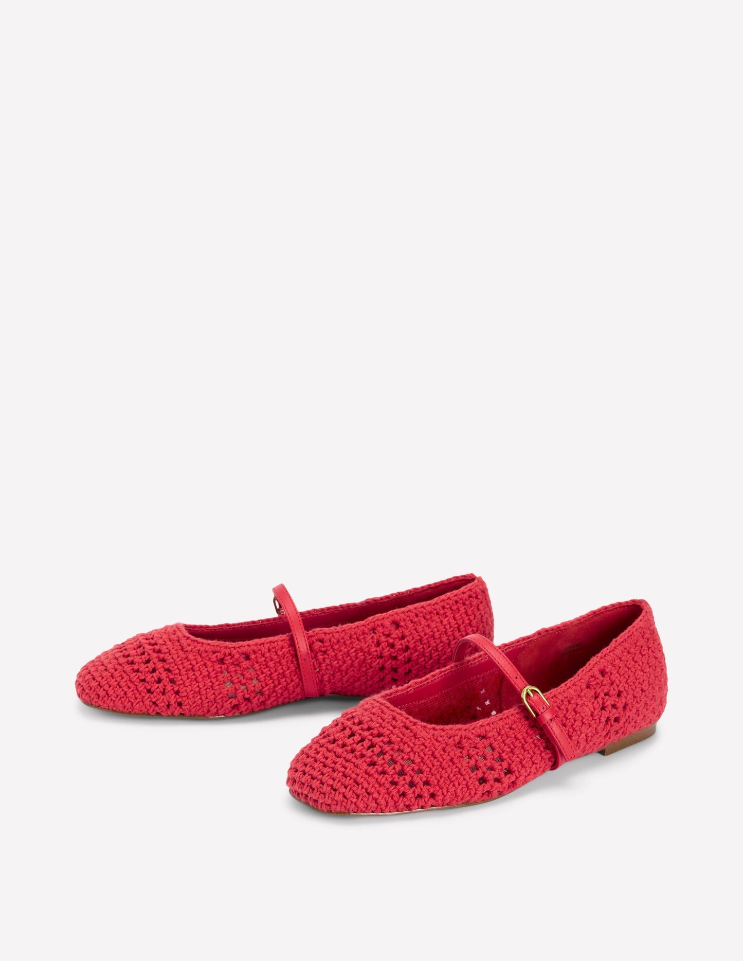 Crochet Mary Jane Flats - Post box Red