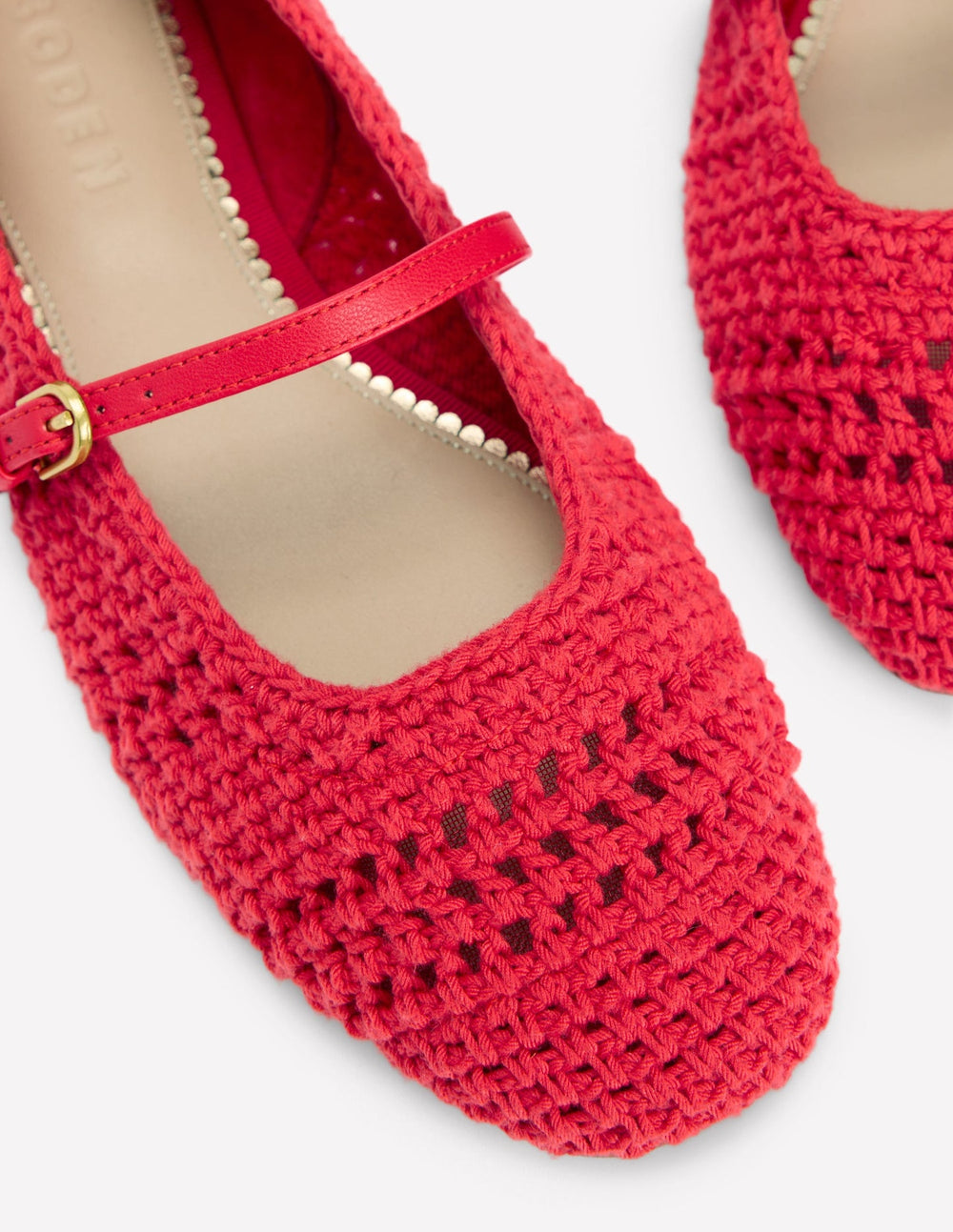 Crochet Mary Jane Flats - Post box Red