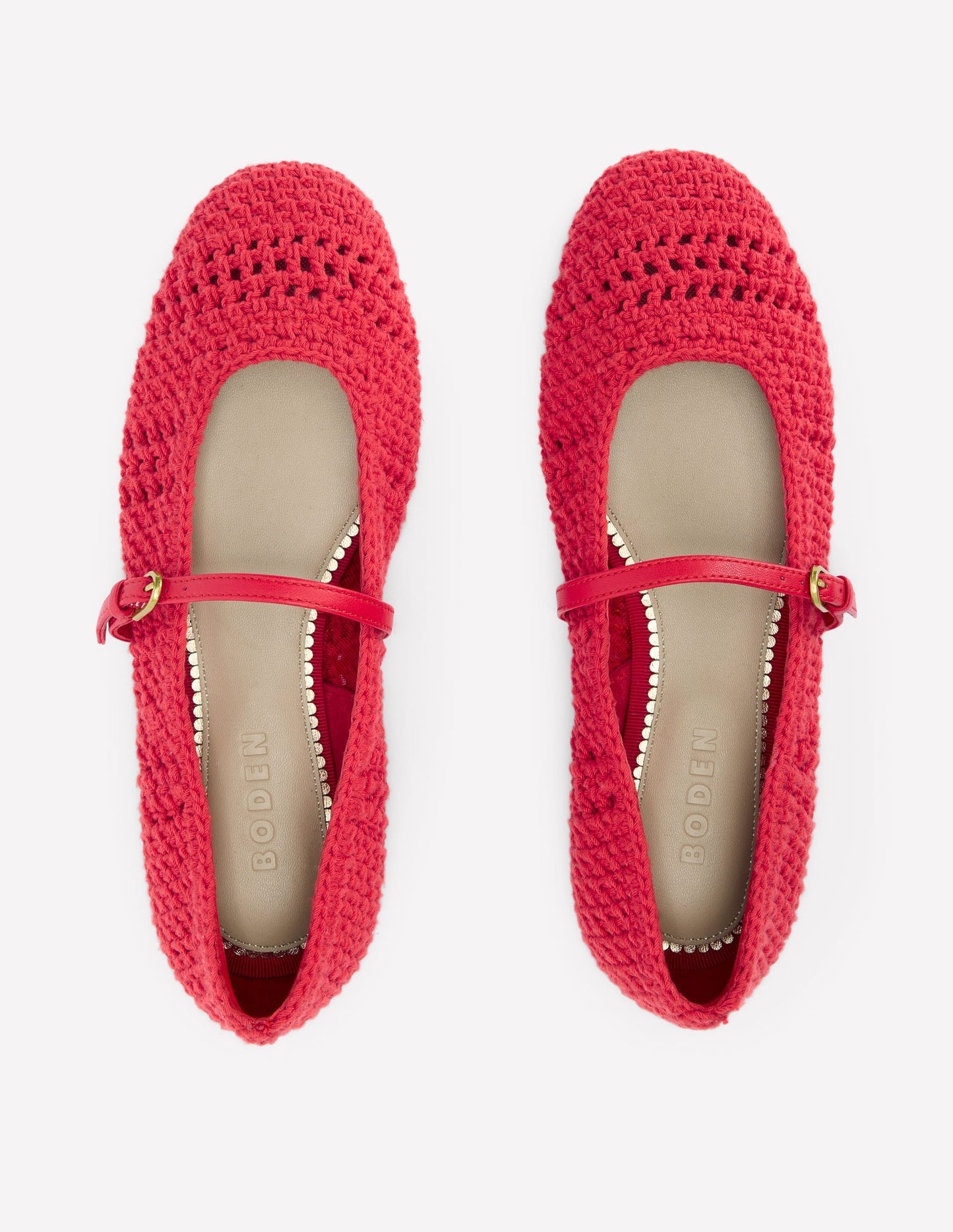 Crochet Mary Jane Flats - Post box Red