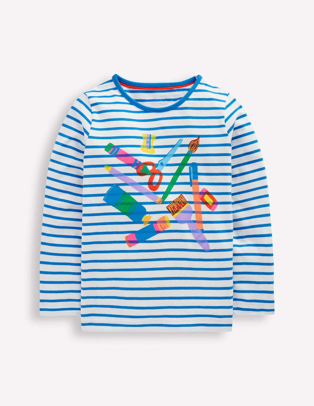 Long Sleeve Riso T-shirt - Soft Ivory/Kingfisher Blue