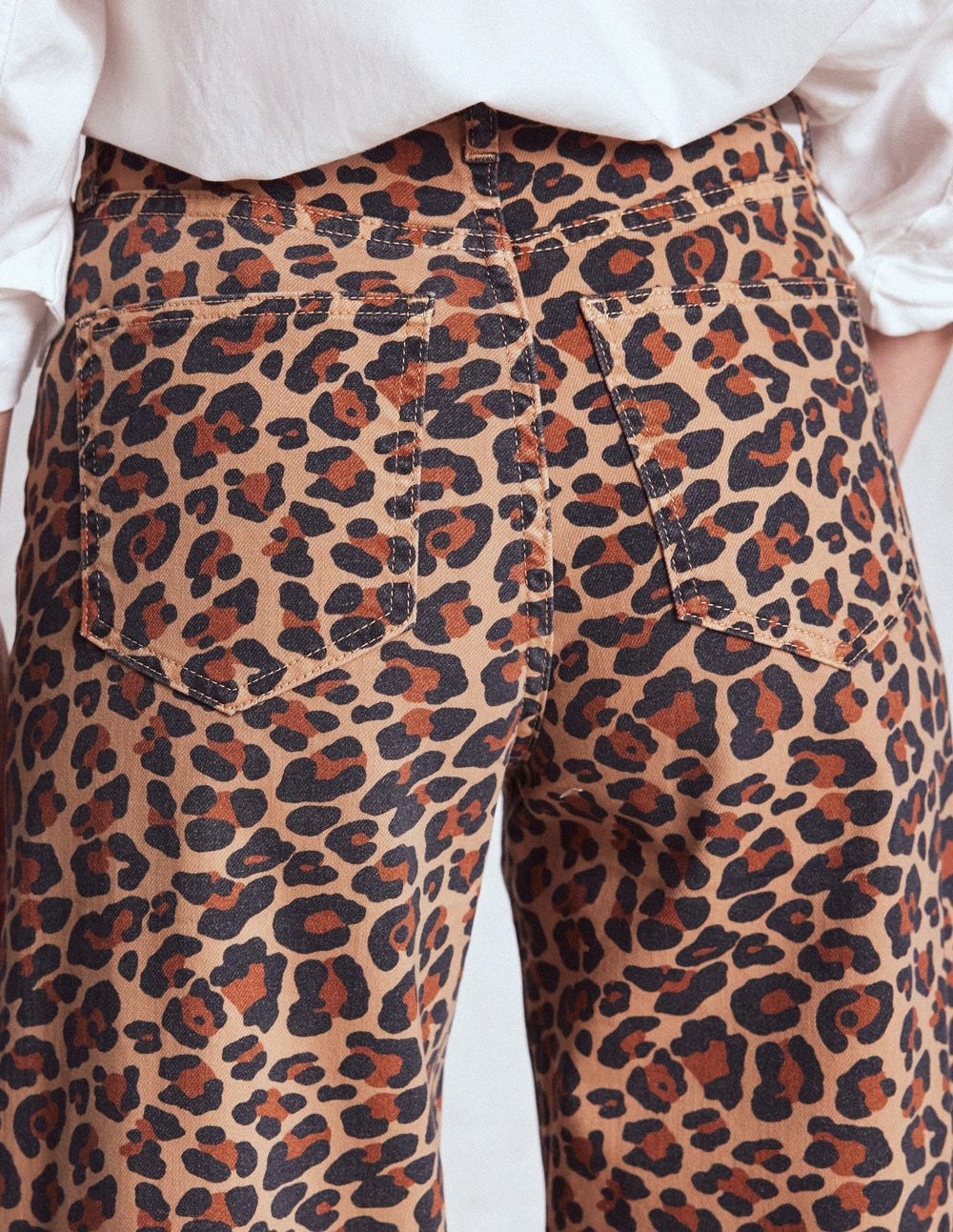 High Rise Wide Leg Jeans - Leopard Print
