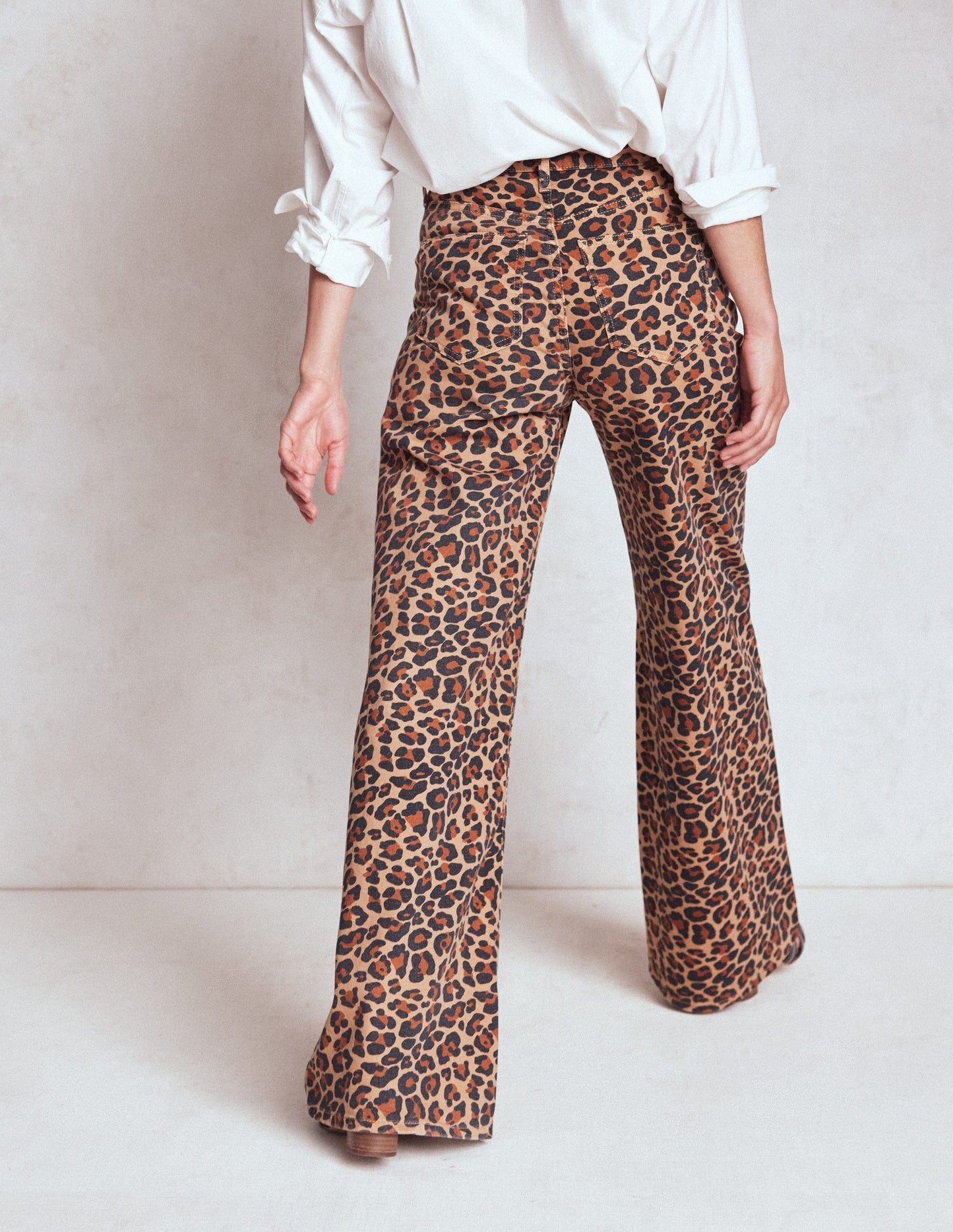 High Rise Wide Leg Jeans - Leopard Print