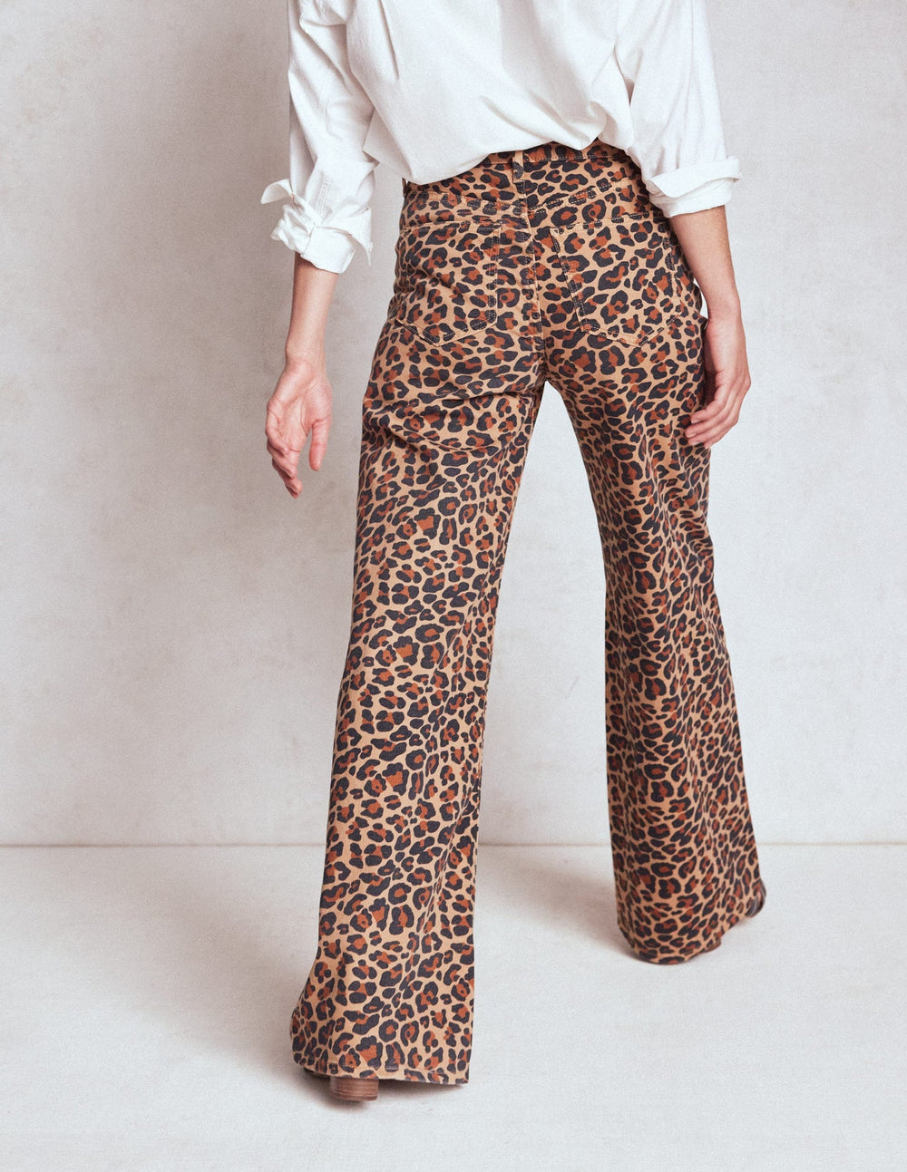 High Rise Wide Leg Jeans - Leopard Print