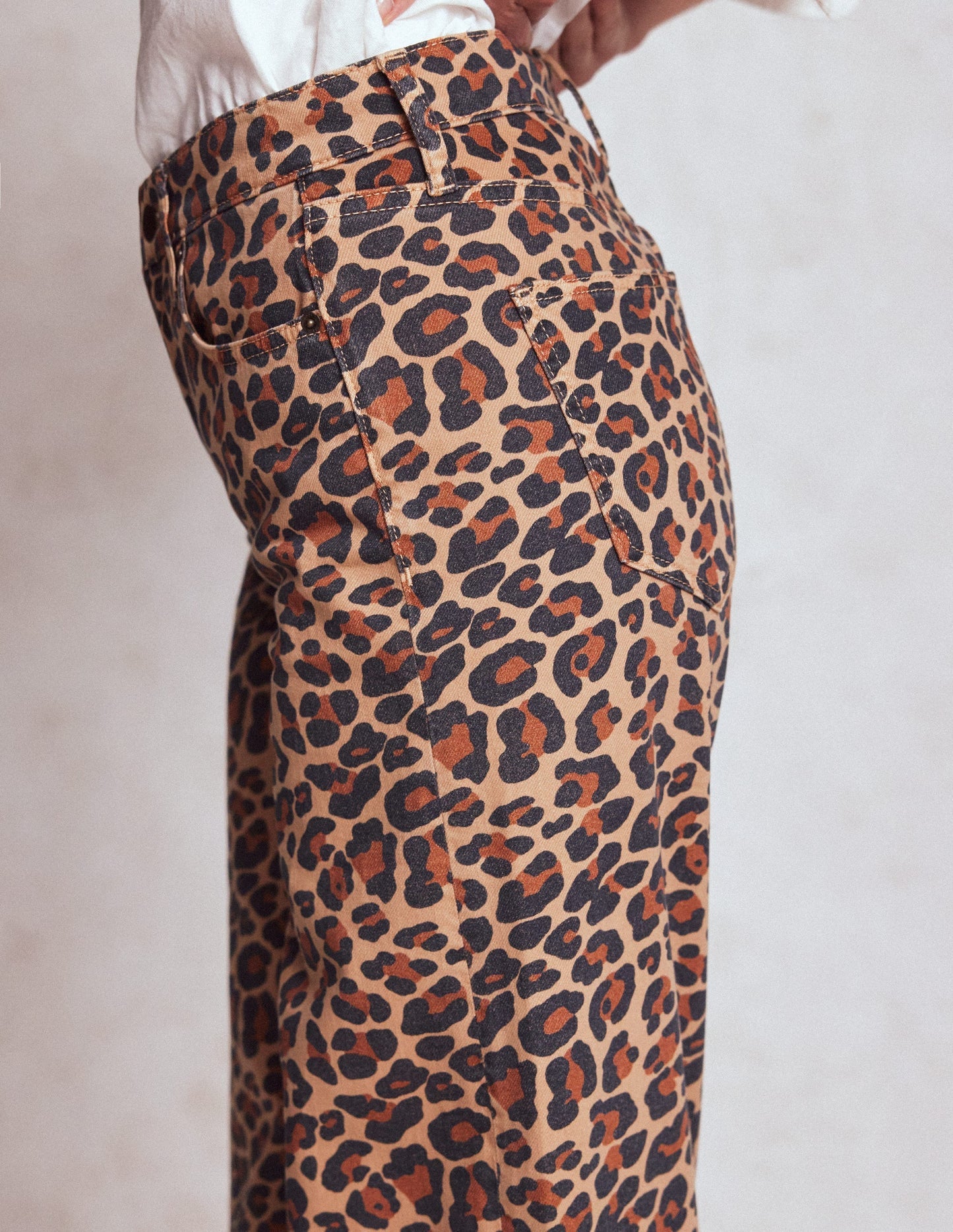 High Rise Wide Leg Jeans - Leopard Print