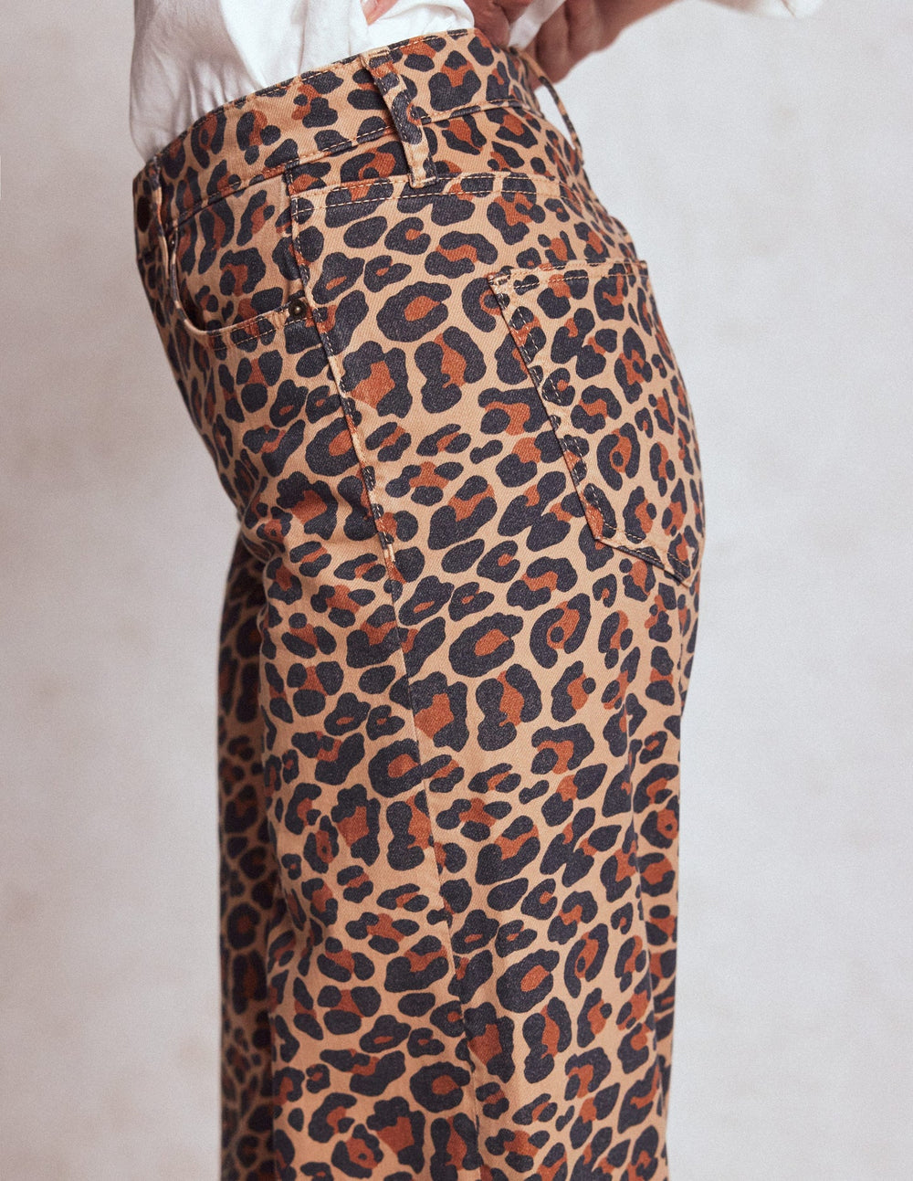 High Rise Wide Leg Jeans - Leopard Print