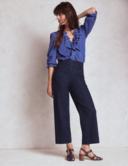 Patch Pocket Cropped Pants - Indigo Braid