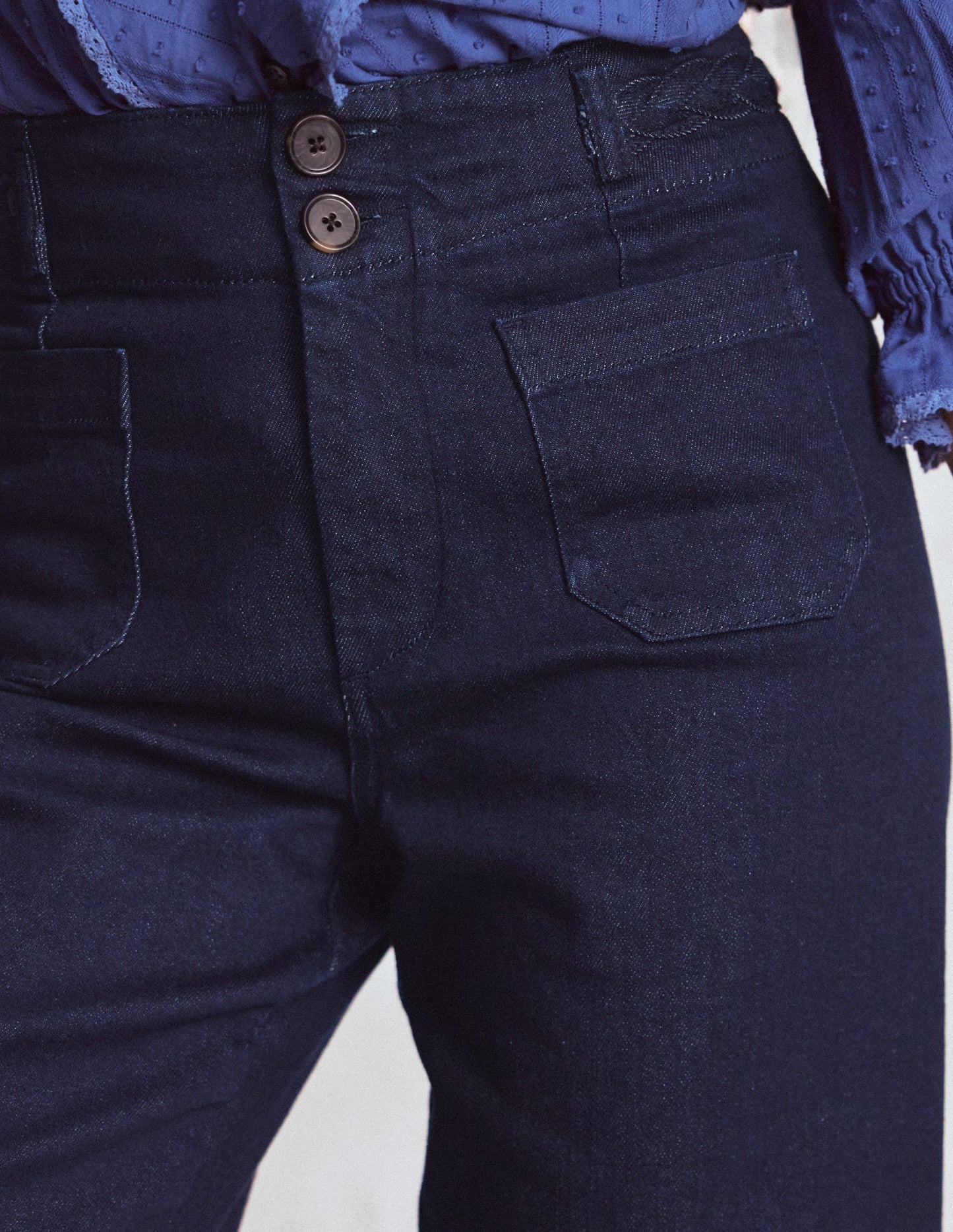 Patch Pocket Cropped Pants - Indigo Braid