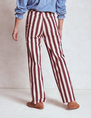 High Rise Column Leg Jeans - Maroon and Ivory Stripe