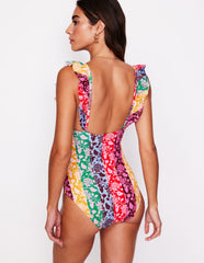 Evia Ruffle Swimsuit - Multi, Ornate Vine Hotch