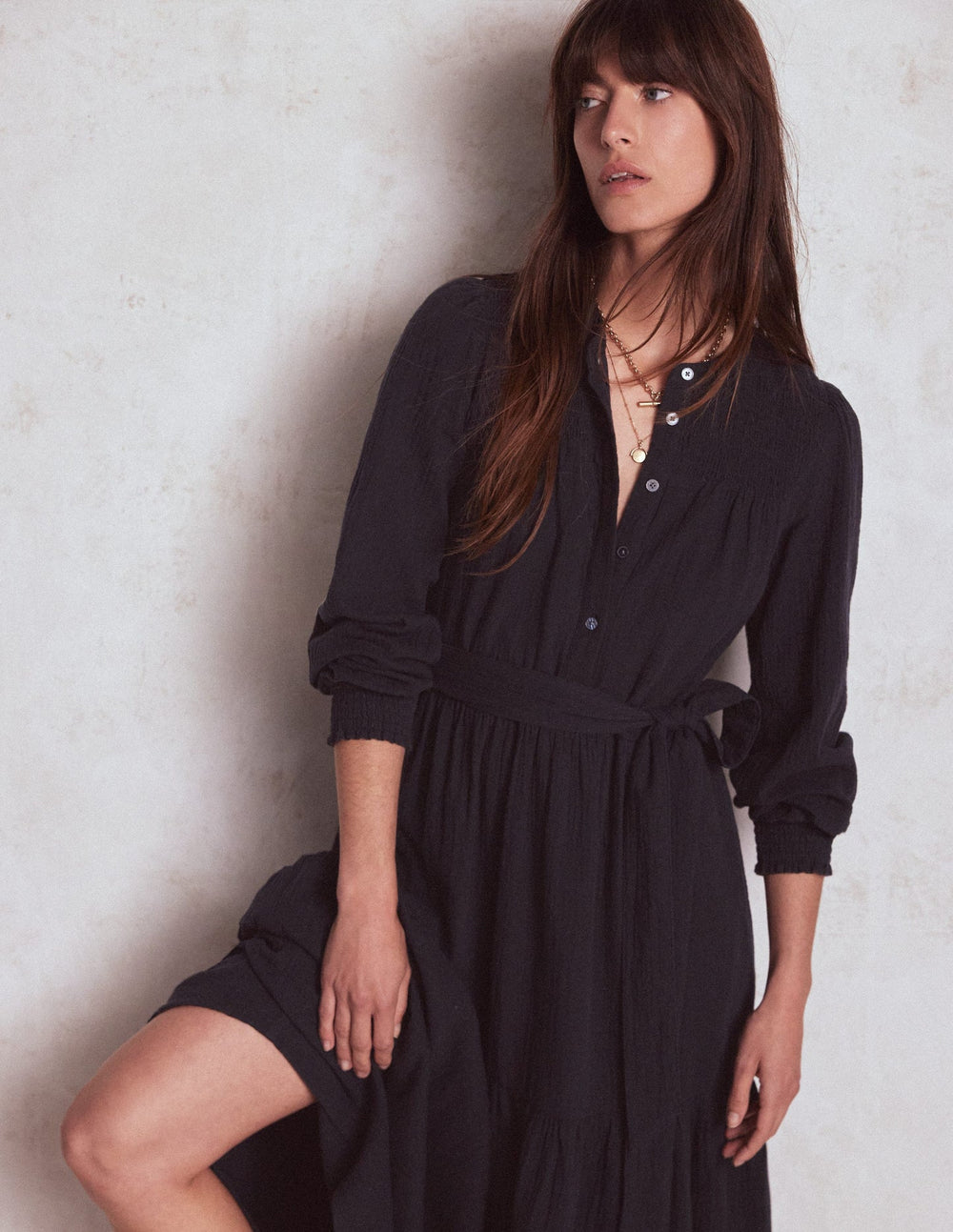 Cecily Double Cloth Midi Dress - Midnight Blue