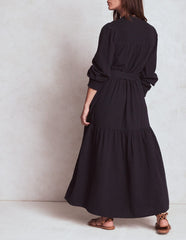 Cecily Double Cloth Midi Dress - Midnight Blue