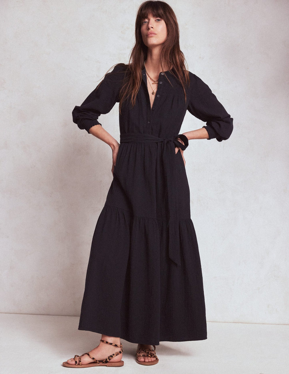 Cecily Double Cloth Midi Dress - Midnight Blue
